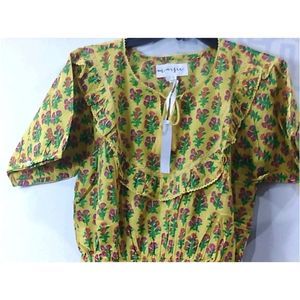 Maisic Womens BIB DETAILED ELASTIC WAIST MIN Casual, Yellow Combo, Size Small